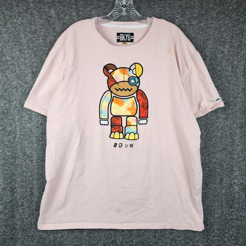 BKYS Graphic T-Shirt Womens 3XL Pink Patchwork Bear Streetwear Tee